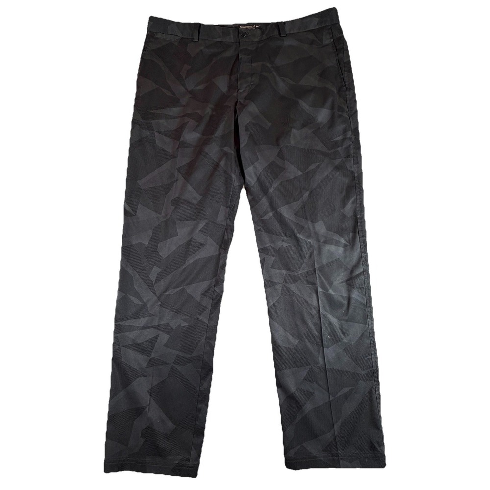 Nike Golf Pants Mens 38x32 Gray Camo Stretch Khakis Sport Flat Front Performance - Picture 1 of 5
